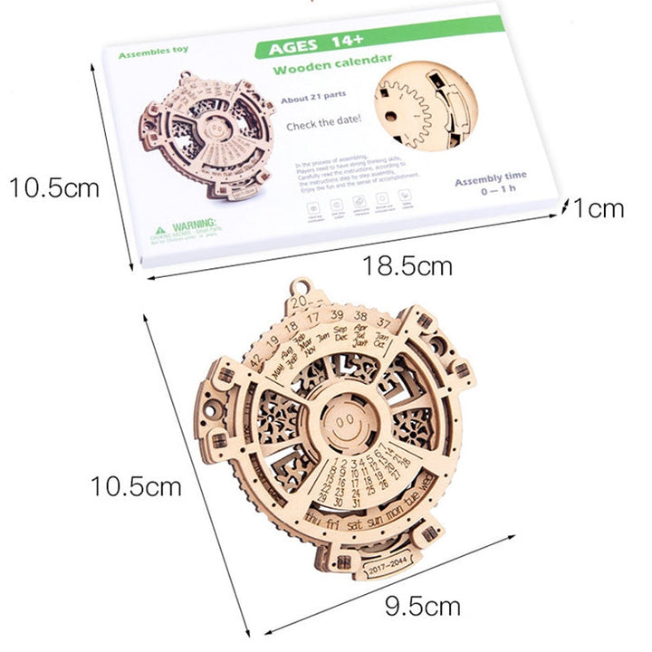 Wooden Mechanical Gear Perpetual Calendar Model Kits | Stornfield