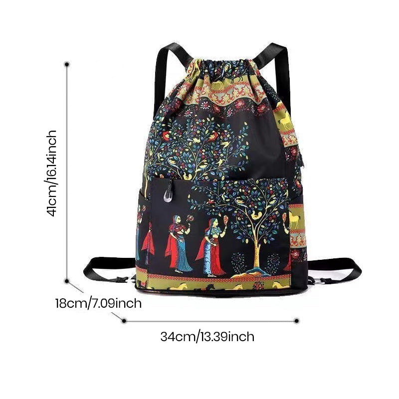 Drawstring shoulder bag in ethnic style | Stornfield
