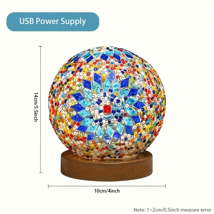 Stornfield | Mosaic Glass Table Lamp with Wood Base - Turkish and Moroccan Inspired