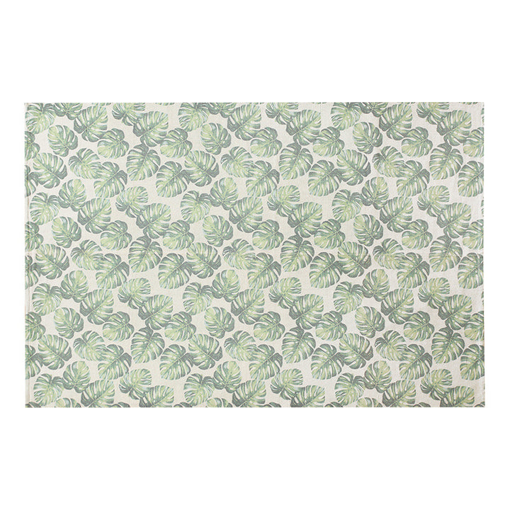 Patchwork runner made of flat-woven cotton blend with graphic stripe and checkered fields