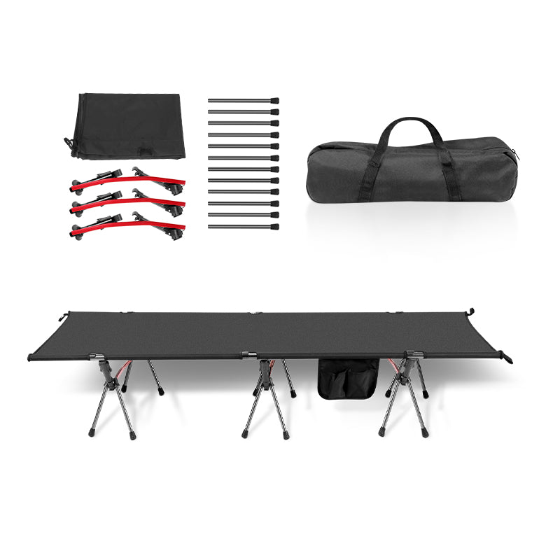 Folding Bed Black Camping Bed Height Adjustable | Stornfield