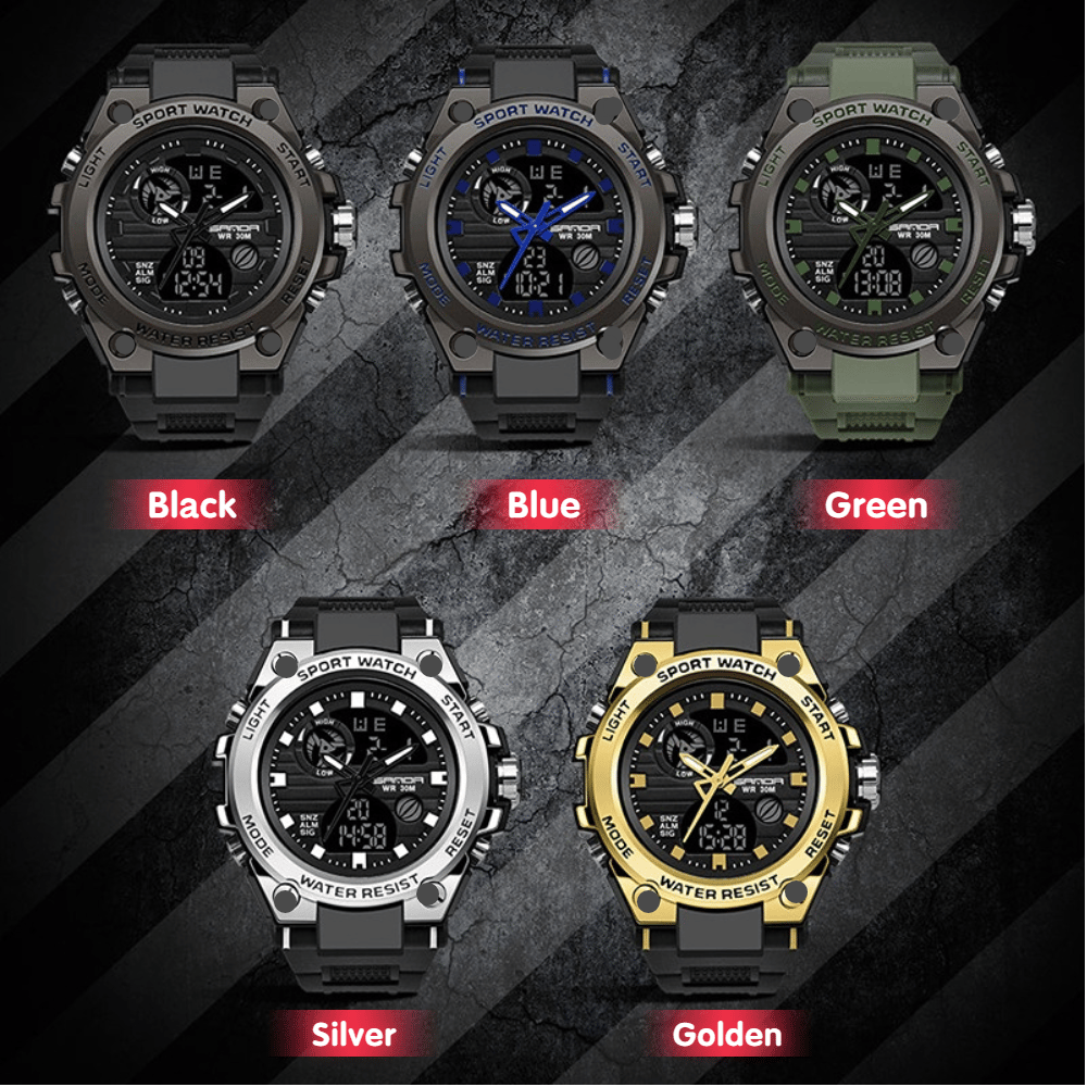 Stornfield | Men's Sporty Luminous Waterproof Multifunctional Dual Display Wristwatch