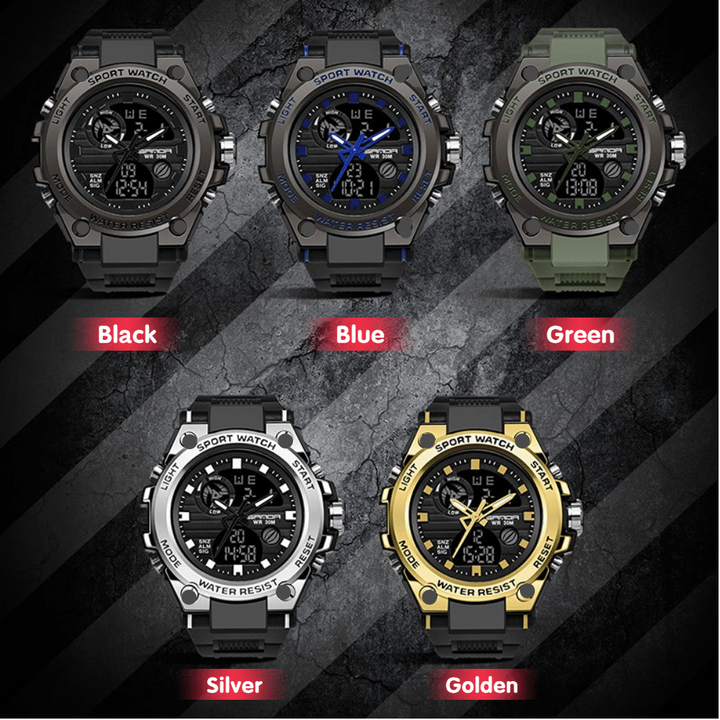 Stornfield | Men's Sporty Luminous Waterproof Multifunctional Dual Display Wristwatch