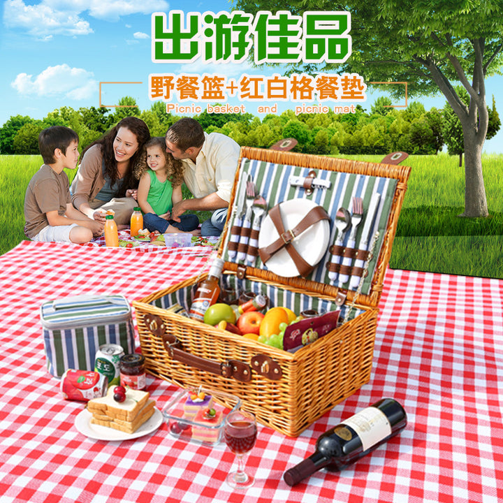 Ladies picnic basket with dish set and carrying shoulder strap Stornfield