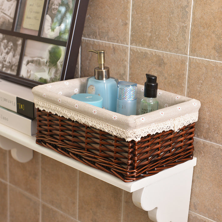 Women storage basket made of woven material with elegant fabric lining Stornfield