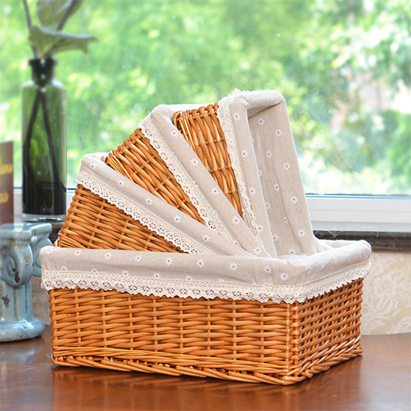 Women storage basket made of woven material with elegant fabric lining Stornfield