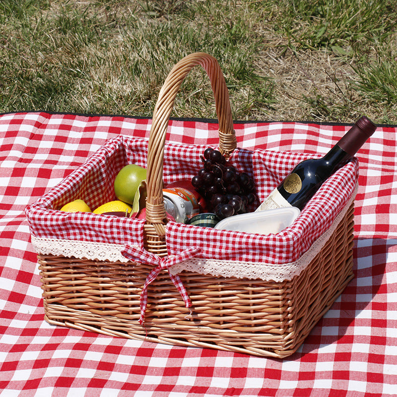 Women braided storage basket with checkered lining Stornfield