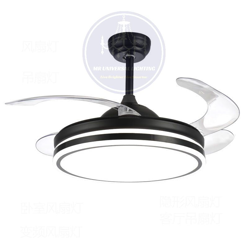Modern Retractable Ceiling Fan Light-Black | Stornfield