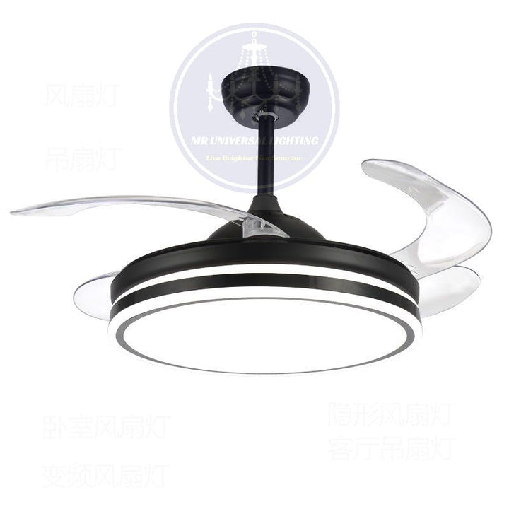 Modern Retractable Ceiling Fan Light-Black | Stornfield