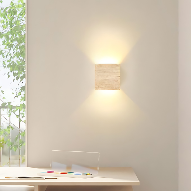 Stornfield | NordiLume | Scandinavian Wooden Square Wall Lamp