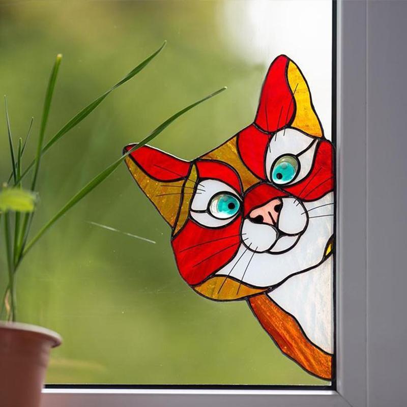 Handmade Stained Glass Cat Suncatcher for Window | Stornfield