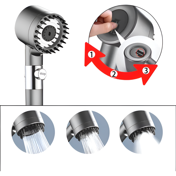 HydroPower Showerhead – High-pressure showerhead with 3 modes and massage brush | Stornfield