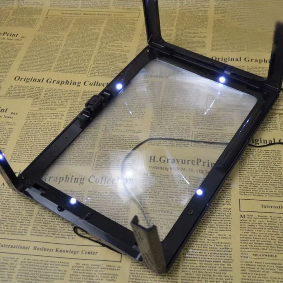 BrightView | 3x LED Illuminated Magnifier - Full Page View - Lightweight & Hands-Free - Ideal for Seniors & Low Vision Users Stornfield