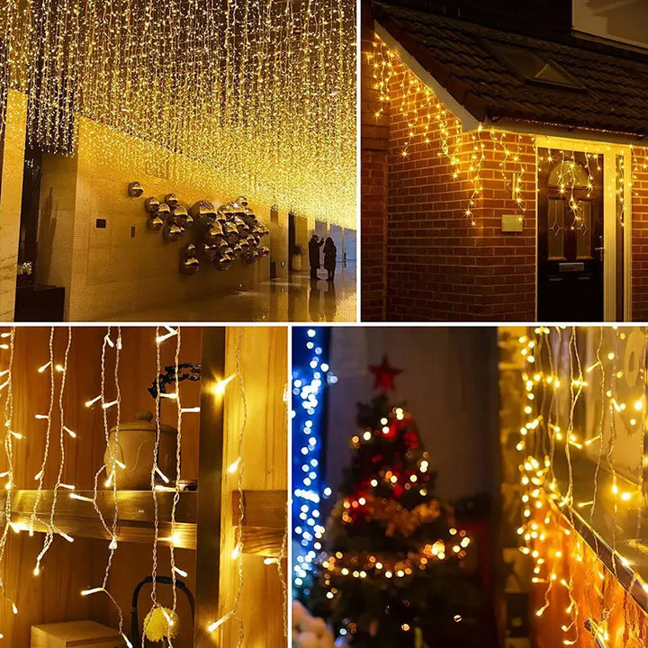 Stornfield | Quntis 10m 300 LED Solar String Lights - IP44 Waterproof Outdoor Garden Patio Christmas Waterfall Icicle Lights for Holiday Party Decoration
