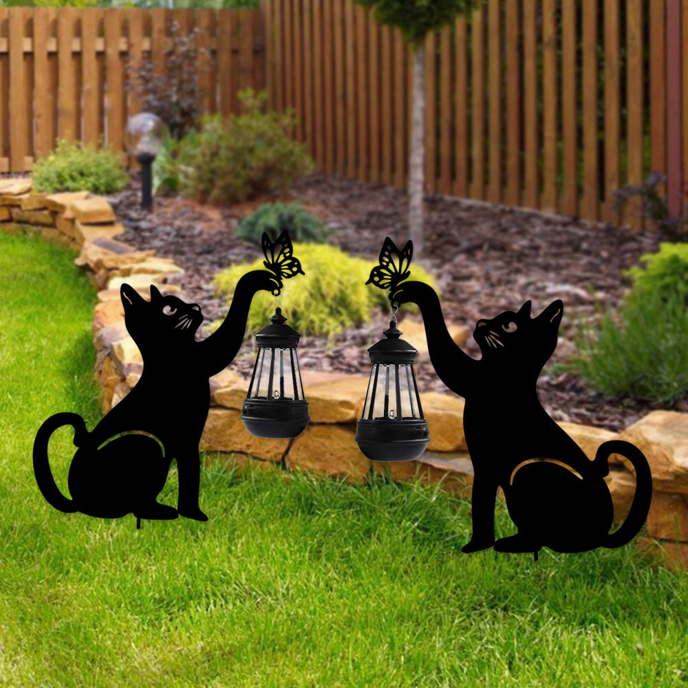 Cat Solar Garden Light with Hanging Lantern – Decorative Outdoor LED | Stornfield