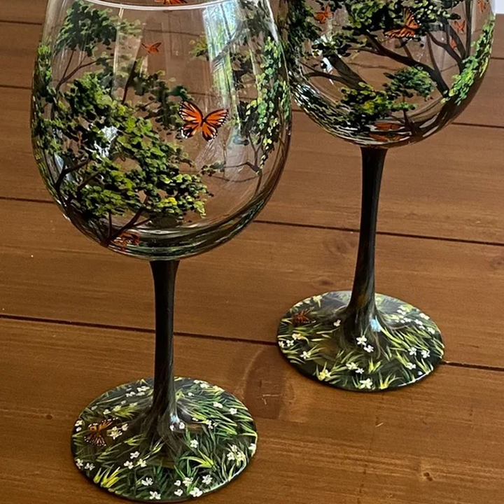 Stornfield | Four Seasons Tree Wine Glasses - Hand-painted