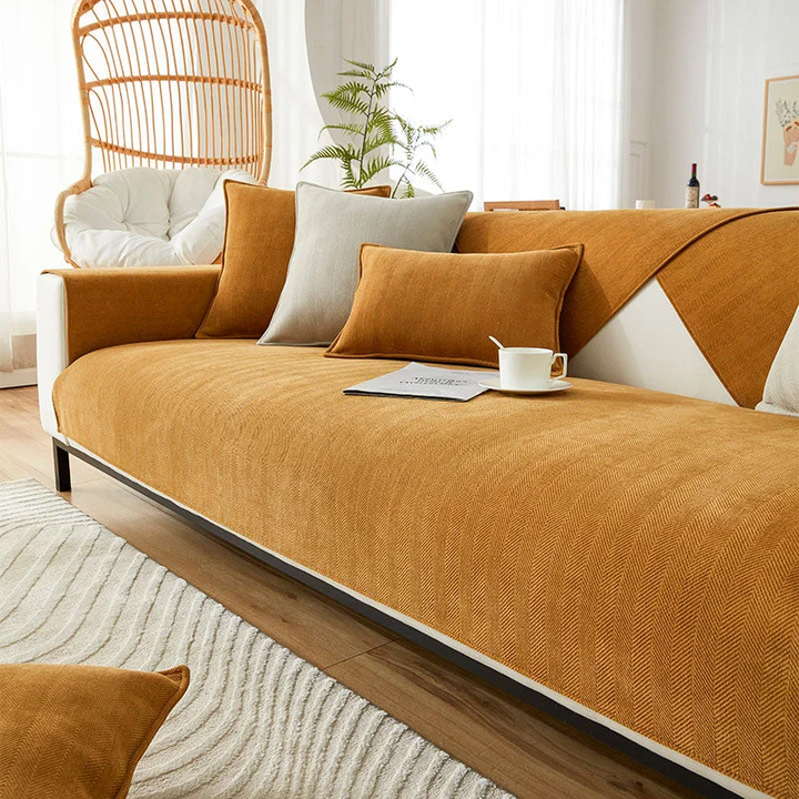 Herringbone Chenille Fabric Furniture Protector Sofa Cover | Stornfield