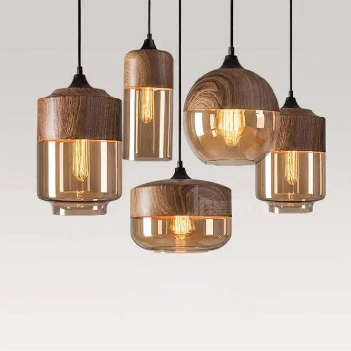 Stornfield | EternaGlow Glass and Wood Pendant Light | Elegant Design for Your Home