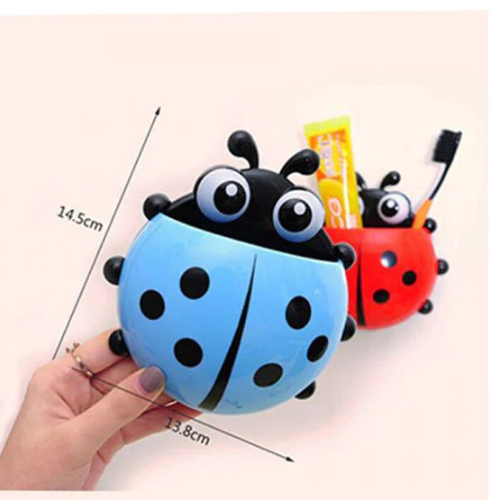 Creative Cute Cartoon Ladybug Wall-Mounted Toothbrush Toothpaste Holder Stornfield