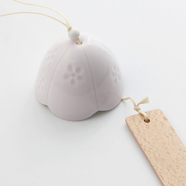 Stornfield | Japanese Ceramic Bells, Sakura Bell Rings, Hanging Garden Bells, Garden Decor for Living Space, White