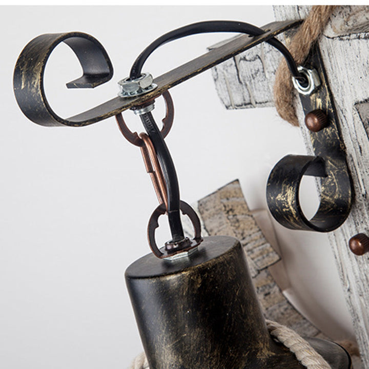 Stornfield | Vintage Anchor LED Wall Light - Industrial Metal and Wood for Dining Room/Living Room