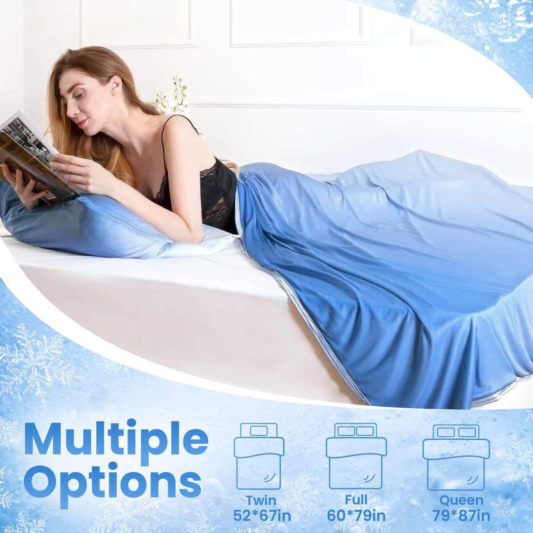 Q-Max > 0.5 Gradient Blue Cooling Blanket – Double-Sided, Breathable & Machine Washable | Stornfield