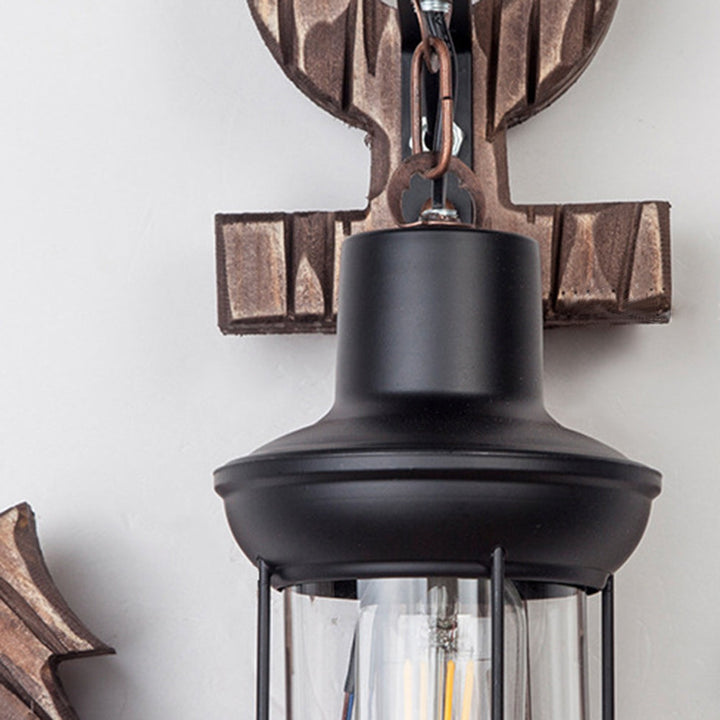 Stornfield | Vintage Anchor LED Wall Light - Industrial Metal and Wood for Dining Room/Living Room