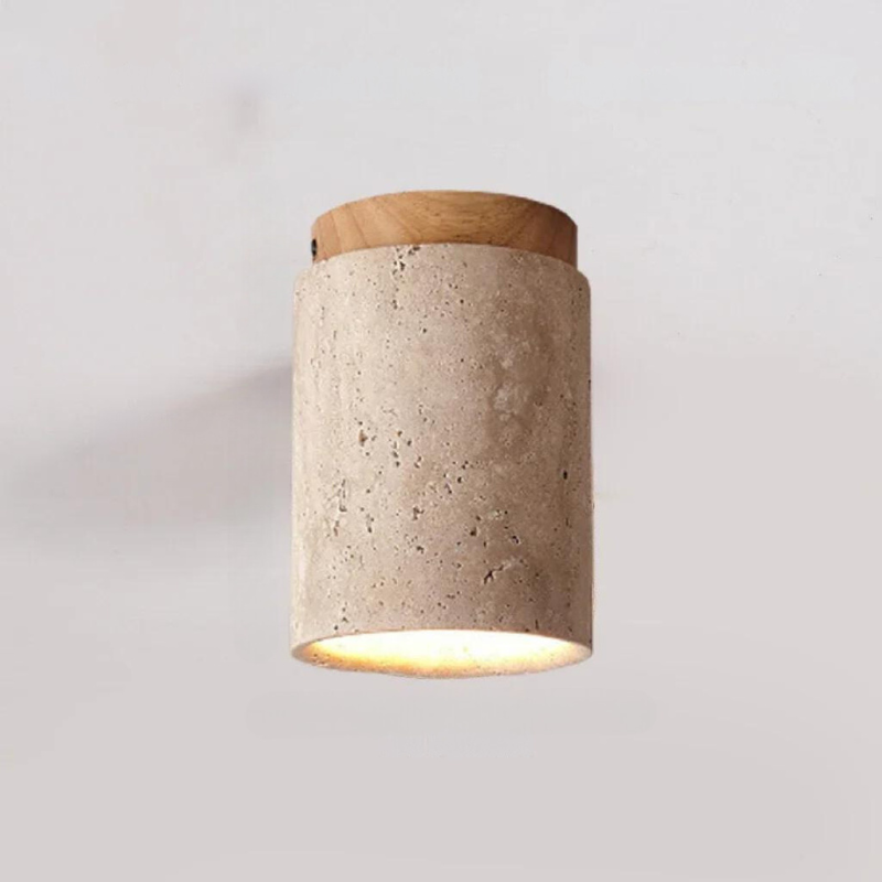 Stornfield | LysSten – Integrated Travertine Chandelier for Hallways and Staircases