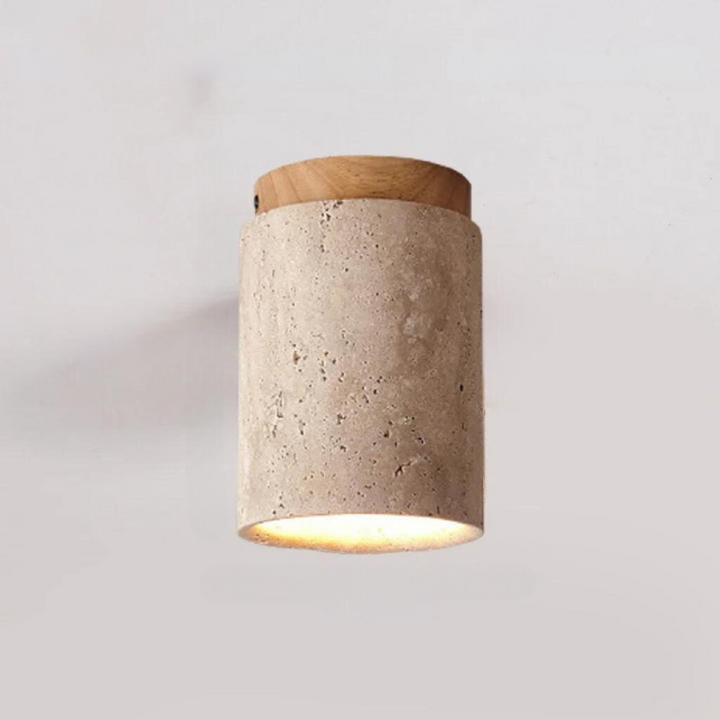 Stornfield | LysSten – Integrated Travertine Chandelier for Hallways and Staircases