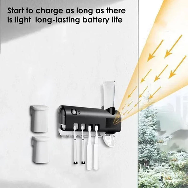 Smart UV Light Sterilizer Toothbrush Holder, Wall Mount Toothpaste Dispenser | Stornfield