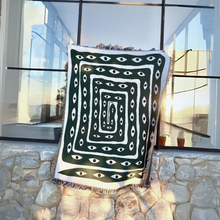 Cotton Snake Labyrinth Throw Blanket – Reversible Design | Stornfield