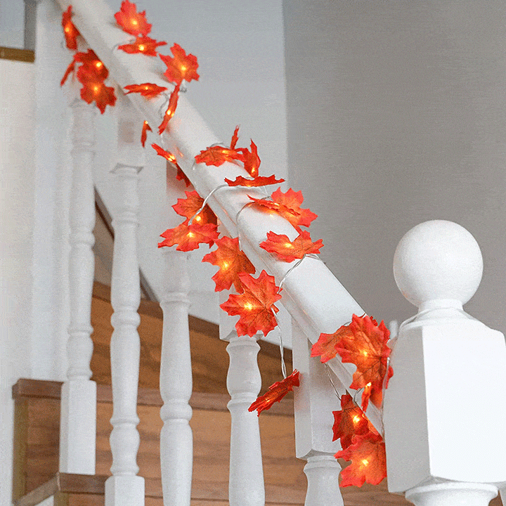 Thanksgiving Décor Fall Maple Leaf String Lights | Stornfield
