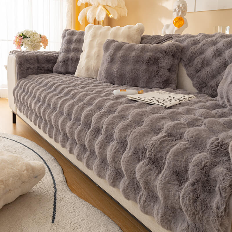 Ultra-soft rabbit plush sofa cushions for cozy elegance | Stornfield