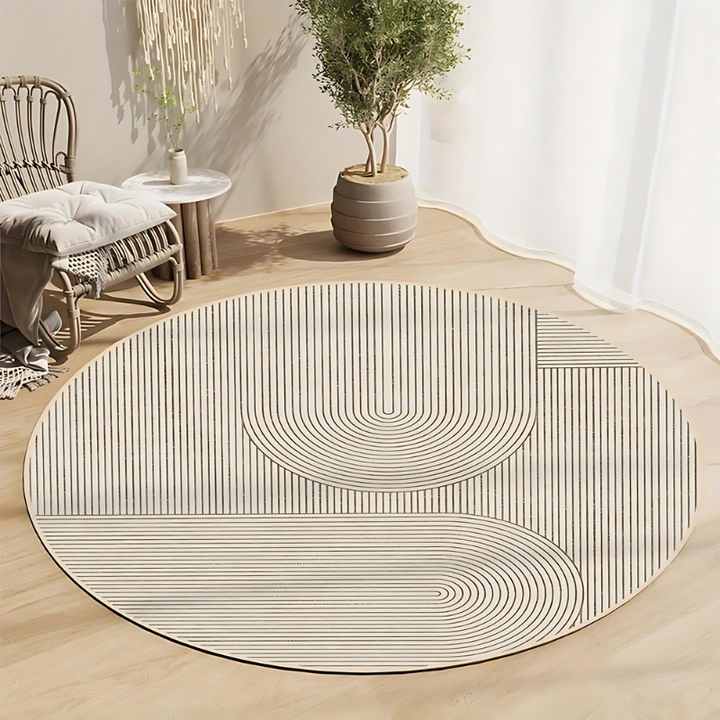Round rug in Scandinavian design – Modern anti-slip rug for living room & bedroom | Stornfield