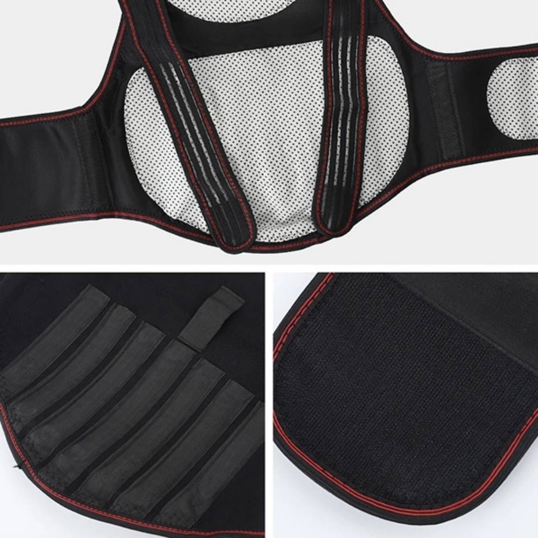 MagniTherm Self-Heating Back Support | Adjustable Heated Posture Corrector - Back Pain Relief - Posture Improvement Stornfield