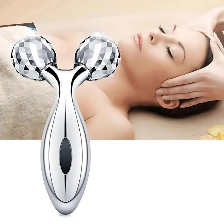 GlowRoller | Massaging Facial Roller – Decongesting & Lifting – Metal Roller Heads – Daily Facial Spa Stornfield