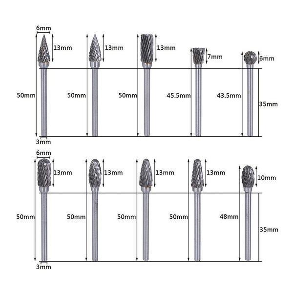 10 in 1 Tungsten Steel Grinding Head (10PCS) | Stornfield