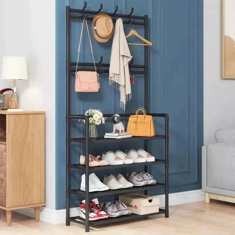 Stornfield 5-Layer Multifunction Shoe Rack with Clothes Rail