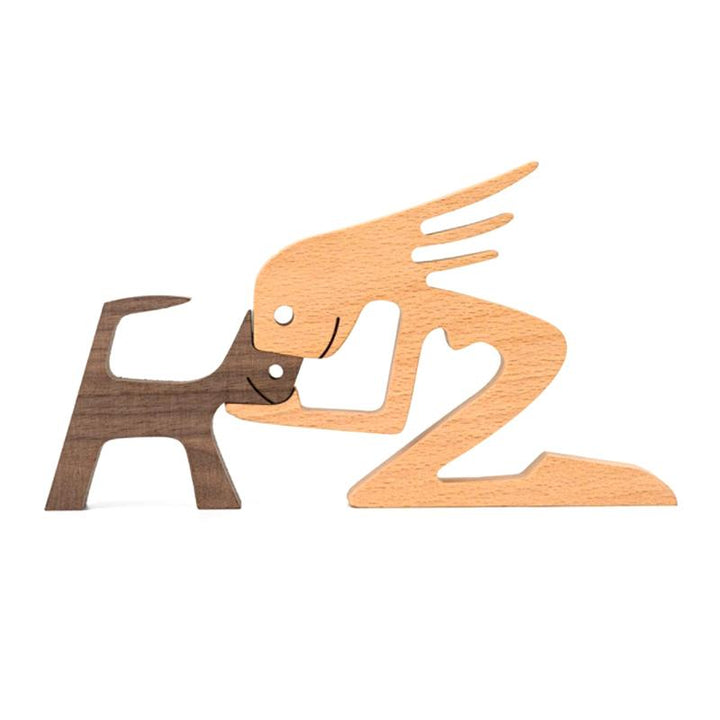 Pet Lover Gifts Wood Sculpture Family & Puppy Wooden Crafts Table Ornaments | Stornfield