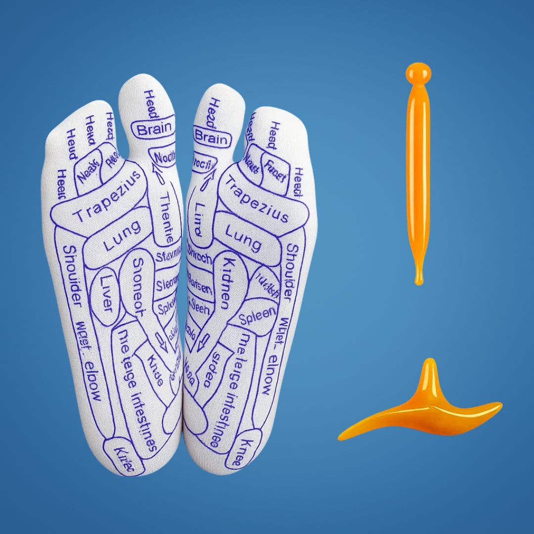 ReflexEase | Reflexology Socks – Printed Map & Tool – Breathable Separated-Toe Fabric – At-Home Stress Relief & Foot Fatigue Recovery Stornfield