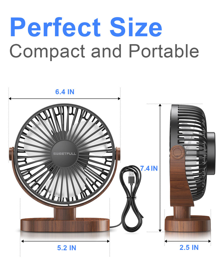 6.5 Inch USB Small Desk Fan for Home Office Car Outdoor Travel | Stornfield