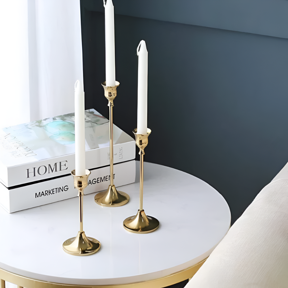 Gold Taper Candle Holder Set | Stornfield
