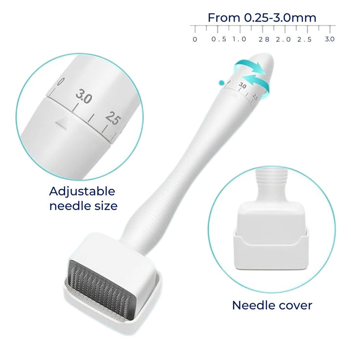 RevitaGlow | Microneedling Derma Stamp – Adjustable Depth – 140 Needles – Skin & Hair Rejuvenation Stornfield