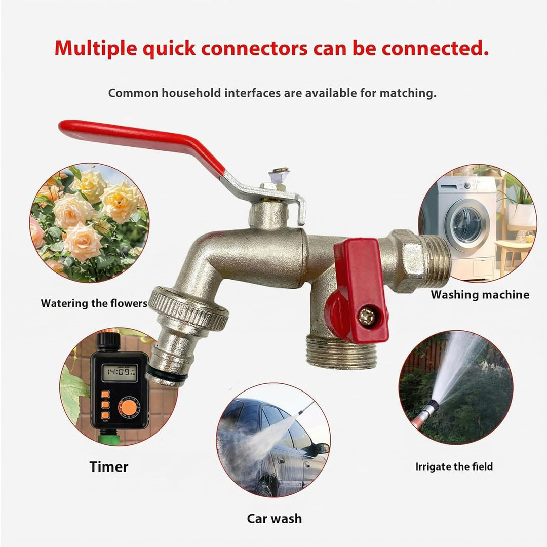 Double water tap stainless steel with 2 outlets | Stornfield