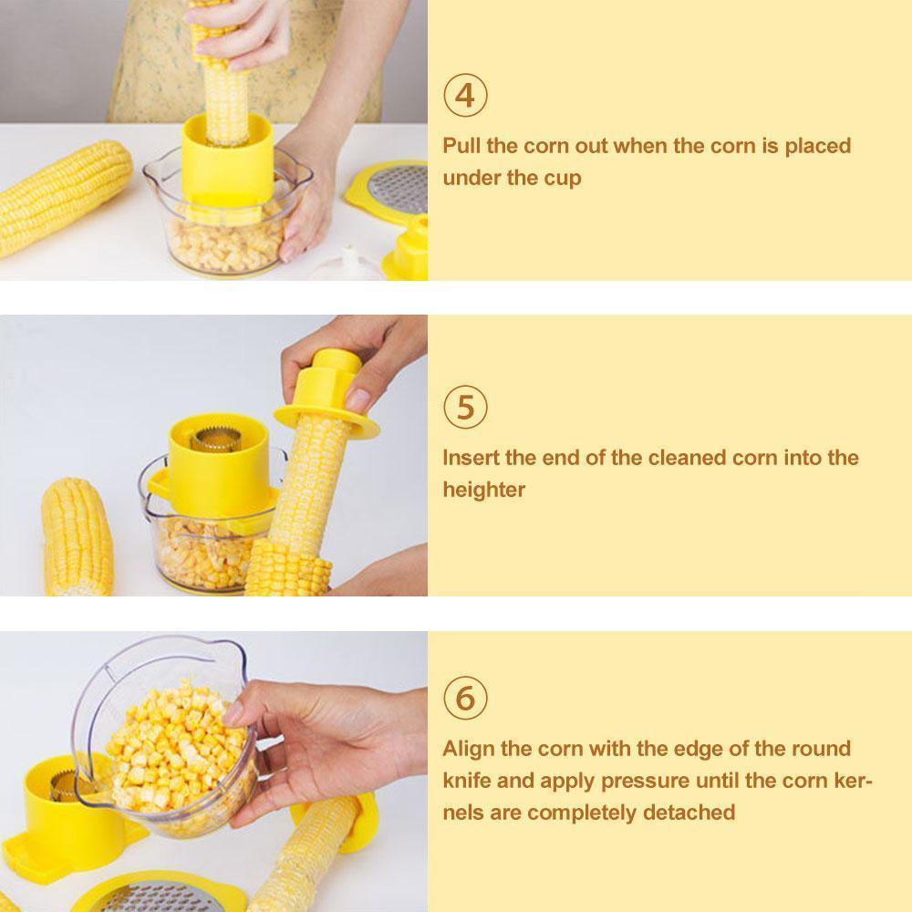 Cob Corn Stripper With Built-In Measuring Cup And Grater | Stornfield
