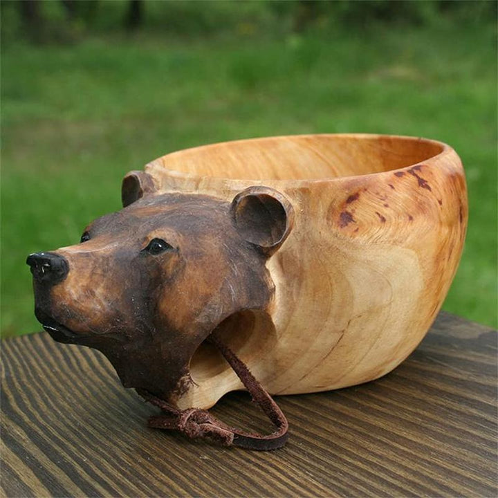 Stornfield | Hand-Carved Animal Head Wooden Mug