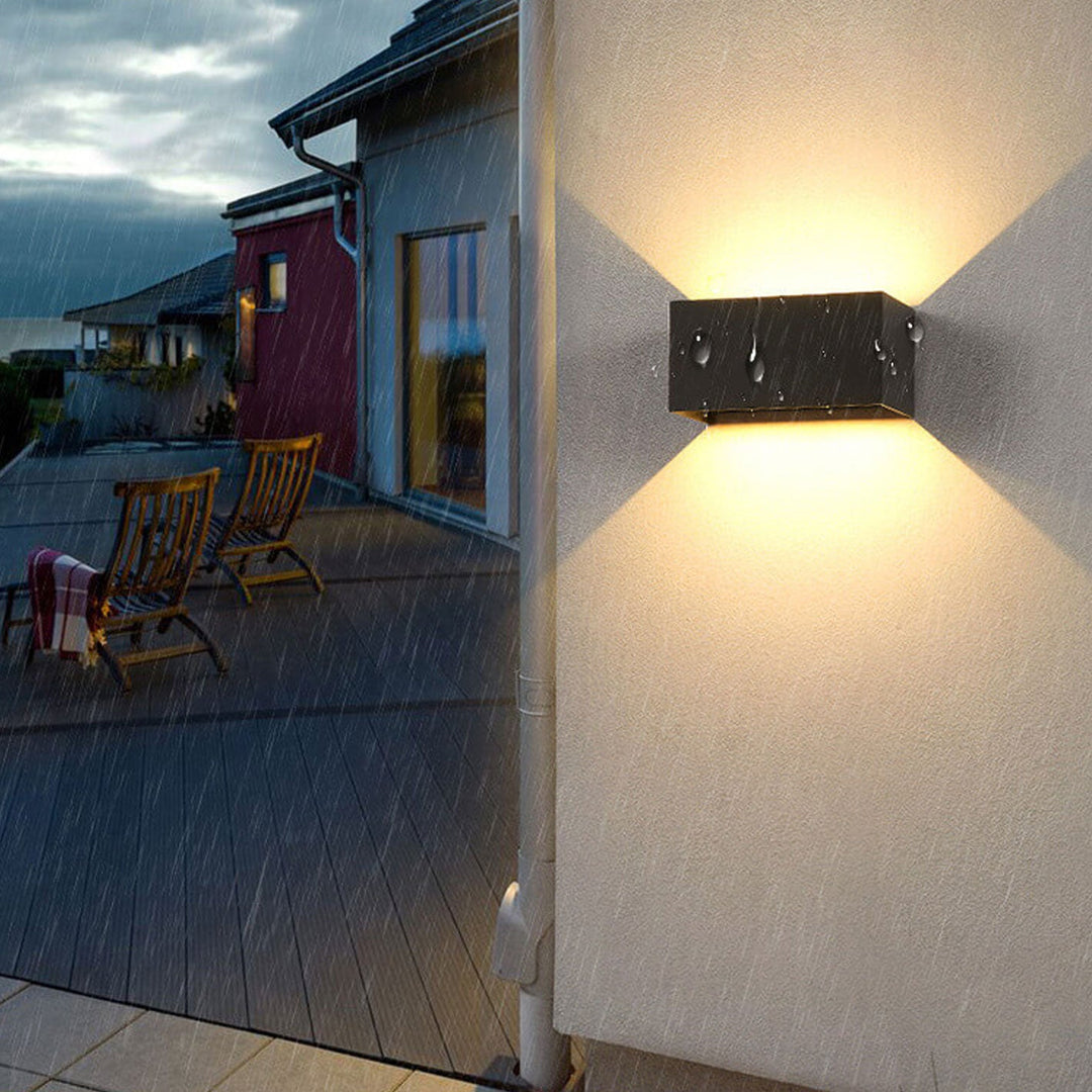 Modern Outdoor Waterproof Rectangular LED Up and Down Illuminated Outdoor Wall Sconce Lamp | Stornfield