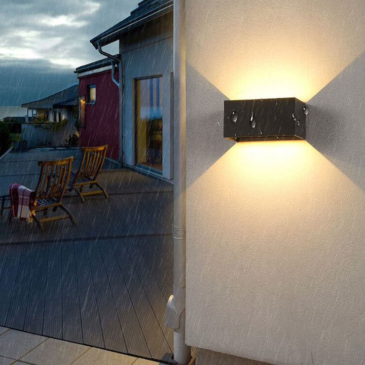 Modern Outdoor Waterproof Rectangular LED Up and Down Illuminated Outdoor Wall Sconce Lamp | Stornfield