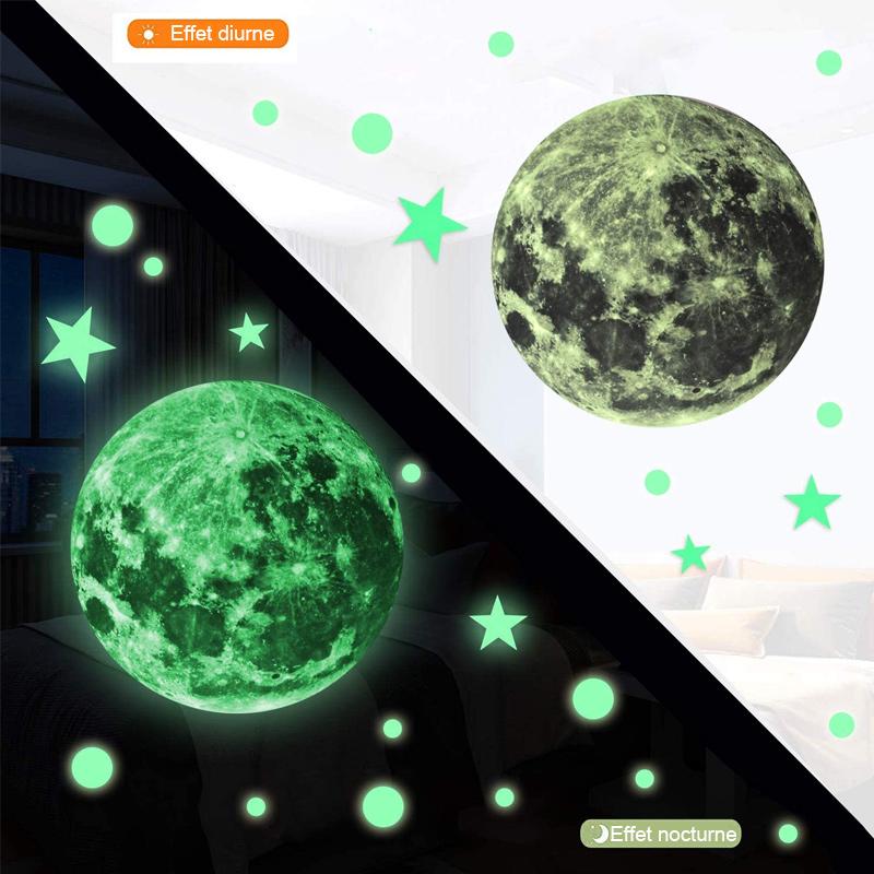 Creative Fluorescent Wall Sticker - Moon / stars / round dots | Stornfield