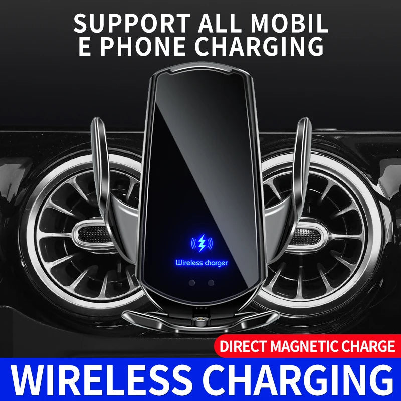 Stornfield | Chargeur de voiture sans fil 2-en-1 et support de téléphone à pince automatique - Charge rapide, compatibilité universelle sécurisée, réglable et pratique
